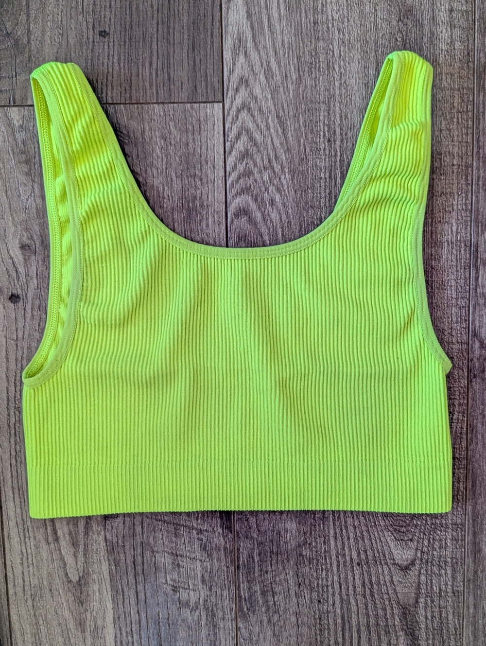 Aritzia Sunday Best Neon Lime Ribbed Bra Top